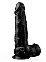 Чёрный фаллоимитатор с мошонкой на подошве-присоске - 16,5 см. 35154
