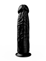 Упругий чёрный фаллоимитатор на подошве-присоске - 18,5 см. 35161