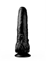 Чёрный фаллоимитатор с клиторальными лепестками - 18,5 см. 35320