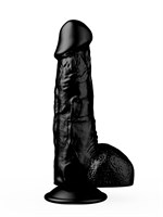 Реалистичный чёрный фаллоимитатор на присоске - 17,8 см. 35323