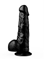 Реалистичный чёрный фаллоимитатор на присоске - 17,8 см. 35323