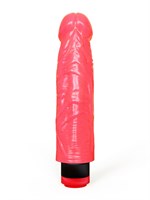 Розовый вибромассажер в виде фаллоса с венками - 22 см. 35443