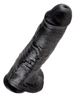 Черный фаллоимитатор-гигант на присоске - 28 см. - фото 1413131