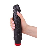 Реалистичный чёрный вибромассажер - 19,5 см. - фото 1321262