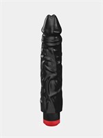 Реалистичный чёрный вибромассажер - 23,5 см. 35992