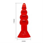 Красная анальная пробка-елочка с присоской - 17 см. - фото 1412026