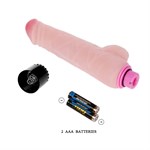 Телесный вибратор с мошонкой The Realistic Cock - 24 см. 36220