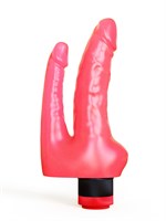 Двойной вибромассажер из розового геля - 19,5 см. 36277