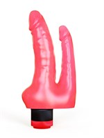 Двойной вибромассажер из розового геля - 19,5 см. 36277