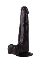 Фаллоимитатор с мошонкой на присоске чёрного цвета - 16,5 см. - фото 1321268