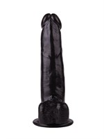 Фаллоимитатор с мошонкой на присоске чёрного цвета - 16,5 см. - фото 1321269
