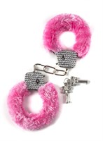Розовые наручники с кристаллами BONDAGE - фото 1334658