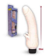 Телесный вибратор с клиторальным лепестком JELLY CLITTERIFIC VIBRATOR - 22 см. - фото 221168