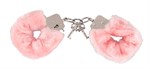 Розовые меховые наручники Love Cuffs Rose - фото 217138