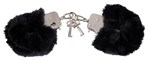 Черные меховые наручники Love Cuffs Black - фото 142002