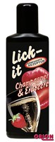 Смазка для орального секса Lick It со вкусом клубники с шампанским - 100 мл. - фото 142224