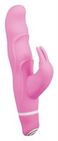 Розовый вибратор Smile Bunny с клиторальным зайчиком - 15 см. - фото 142301