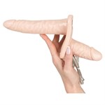 Телесный женский страпон с вагинальной пробкой Strap-On Duo - 15 см. - фото 1334743
