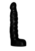 Чёрный анальный стимулятор с мошонкой - 14 см. - фото 217761