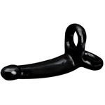 Чёрная насадка на пенис для двойного проникновения - 12,7 см. - фото 143027