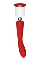 Красный двойной стимулятор Georgia - вибратор и вакуумная помпа - фото 1430127