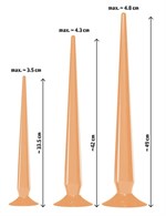 Набор из 3 телесных удлиненных анальных пробок Super Long Flexible Butt Plug Set - фото 1377809