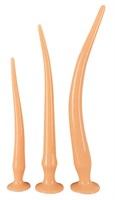 Набор из 3 телесных удлиненных анальных пробок Super Long Flexible Butt Plug Set - фото 1377804