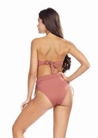 Стильный раздельный купальник-бандо цвета пудры 314918
