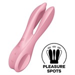Розовый вибратор Threesome 1 с  пальчиками  - фото 1378580