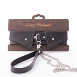 Черный ошейник-воротничок с металлическим поводком 321361