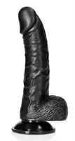 Черный фаллоимитатор Curved Realistic Dildo Balls Suction Cup 6 - 15,5 см. - фото 1378875