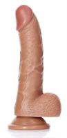 Телесный фаллоимитатор Curved Realistic Dildo Balls Suction Cup 7 - 17 см. - фото 1427878