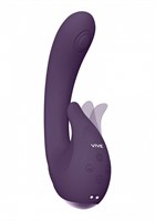 Фиолетовый вибромассажер Miki со стимулятором клитора - 17 см. - фото 481056