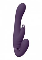 Фиолетовый безремневой вибрострапон Suki со стимулятором клитора - 22 см. - фото 1378979