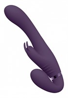 Фиолетовый безремневой вибрострапон Suki со стимулятором клитора - 22 см. - фото 1378982