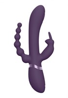 Фиолетовый анально-вагинальный вибромассажер Rini - 22,3 см. - фото 481088