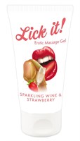 Лубрикант на водной основе Lick it! Sparkling Wine and Strawberry с ароматом клубники и шампанского - 50 мл. 321785 - фото 627219