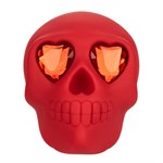 Красный вибромассажер в форме черепа Bone Head Handheld Massager - фото 1379247