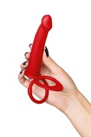 Красная насадка на пенис для двойного проникновения - 19 см. - фото 1379456