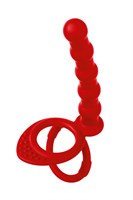 Красная насадка на пенис для двойного проникновения - 19,5 см. - фото 470156