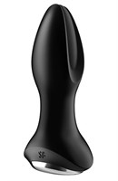 Черная анальная пробка с вибрацией и массажем бусинами Rotator Plug 2+ - 12,5 см. - фото 1379515