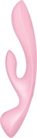 Розовый двусторонний вибратор-кролик Triple Oh - фото 1379535
