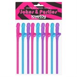 Разноцветные сувенирные коктейльные трубочки с пенисами Original Willy Straws - 9 шт. 326860 - фото 612098