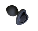 Черная силиконовая анальная пробка с основанием в виде сердечка со стразом - 7,5 см. - фото 1380166