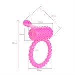 Розовое силиконовое эрекционное кольцо с вибрацией и язычком - фото 1413397