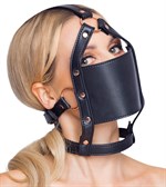 Черный намордник с кляпом-шаром Head Harness With A Gag - фото 1414014