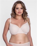 Однотонный бюстгальтер plus size на косточках с чашками из микрофибры 339038 - фото 660548