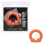Оранжевое эрекционное кольцо Liquid Silicone Dual Ball Ring - фото 1414873
