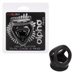 Черное тройное эрекционное кольцо Alpha Liquid Silicone Dual Cage   Ring - фото 1414875