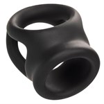 Черное тройное эрекционное кольцо Alpha Liquid Silicone Dual Cage & Ring 339734 - фото 7801